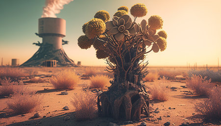 nuclear fallout apocalypse digital art illustration, Generative AIの素材