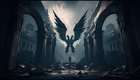 supernatural apocalypse digital art illustration, Generative AIの素材