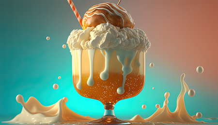 ice cream float digital art illustration, Generative AIの素材