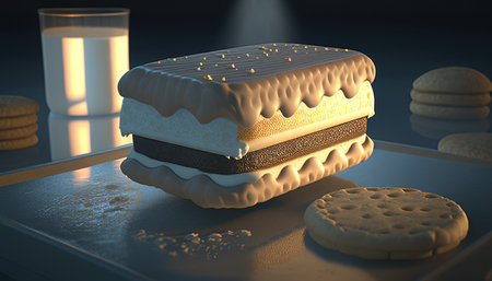 ice cream sandwich digital art illustration, Generative AIの素材