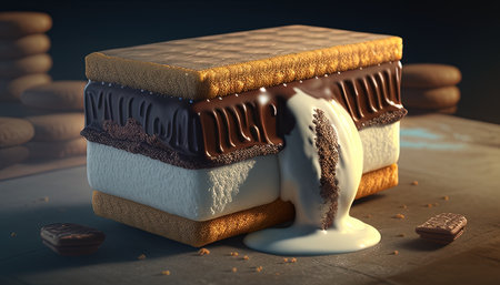 ice cream sandwich digital art illustration, Generative AIの素材