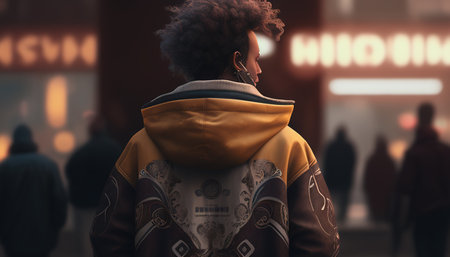 oversized jacket streetwear digital art illustration, Generative AIの素材