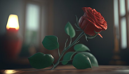 single roses digital art illustration, Generative AIの素材