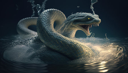 water serpent digital art illustration, Generative AIの素材