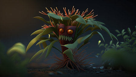 angry bush digital art illustration, Generative AIの素材