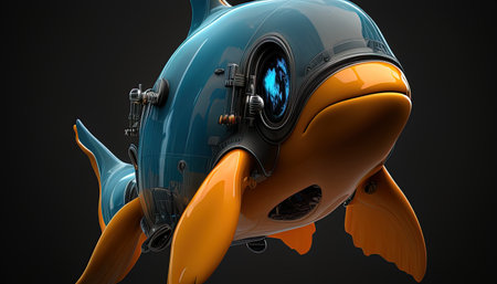 dolphin robot digital art illustration, Generative AIの素材