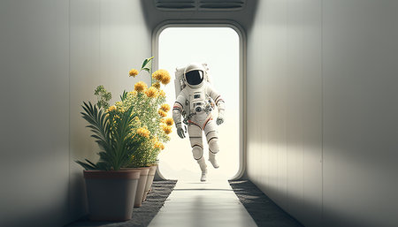 astronaut floating through a vase digital art illustration, Generative AIの素材