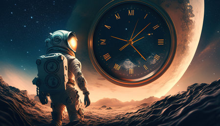 screw up astronaut time digital art illustration, Generative AIの素材