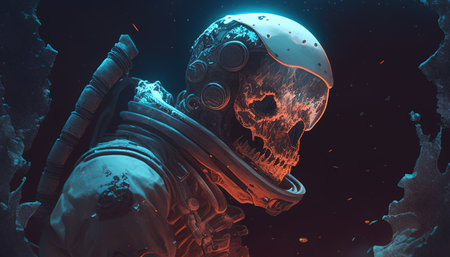 undead astronaut digital art illustration, Generative AIの素材