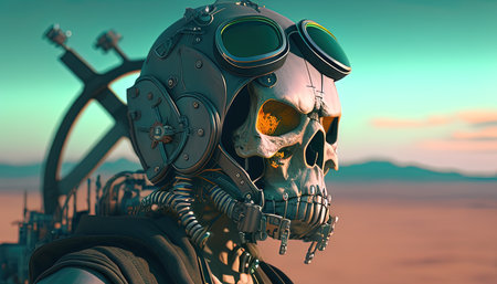 skull atomic explorer digital art illustration, Generative AIの素材