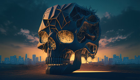 atomic monster skull digital art illustration, Generative AIの素材