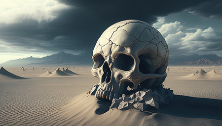 skull death planet digital art illustration, Generative AIの素材