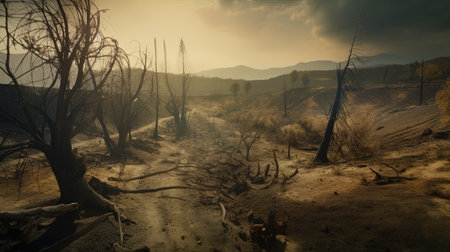 devastated scorched earth digital art illustration, Generative AIの素材