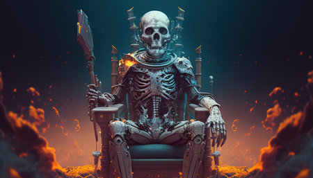 galactic skull astronaut conqueror, digital art illustration, Generative AIの素材