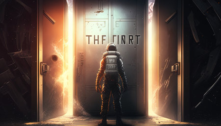 final frontier astronaut, digital art illustration, Generative AIの素材