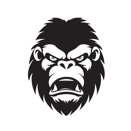 Ferocious gorilla mascot logo ,hand drawn illustration. Suitable For Logo, Wallpaper, Banner, Background, Card, Book Illustration, T-Shirt Design, Sticker, Cover, etcのイラスト素材