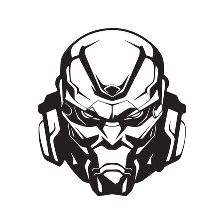 cyborg mascot logo ,hand drawn illustration. Suitable For Logo, Wallpaper, Banner, Background, Card, Book Illustration, T-Shirt Design, Sticker, Cover, etcのイラスト素材