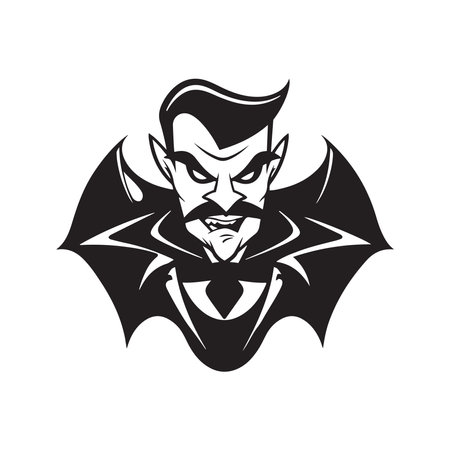 Dracula mascot logo ,hand drawn illustration. Suitable For Logo, Wallpaper, Banner, Background, Card, Book Illustration, T-Shirt Design, Sticker, Cover, etcのイラスト素材
