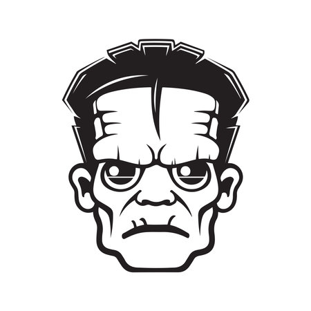 Frankenstein mascot logo ,hand drawn illustration. Suitable For Logo, Wallpaper, Banner, Background, Card, Book Illustration, T-Shirt Design, Sticker, Cover, etcのイラスト素材