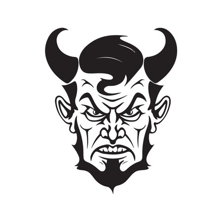 devil, vector concept digital art ,hand drawn illustrationのイラスト素材