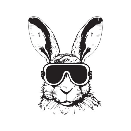 rabbit wearing sunglasses, vector concept digital art ,hand drawn illustrationのイラスト素材