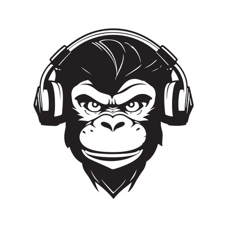 monkey gamer, vector concept digital art ,hand drawn illustrationのイラスト素材