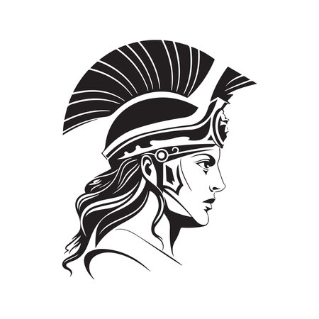 athena, vector concept digital art, hand drawn illustrationのイラスト素材