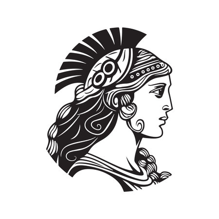 athena, vector concept digital art, hand drawn illustrationのイラスト素材