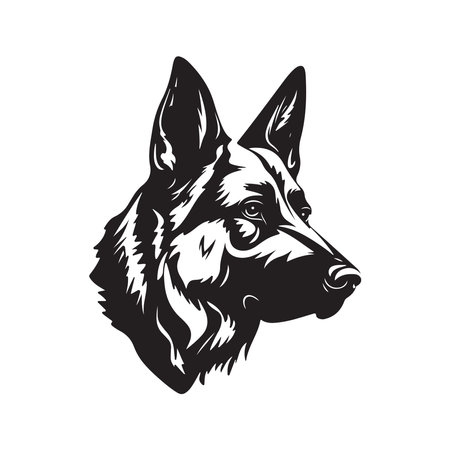 german shepherd dog, vector concept digital art, hand drawn illustrationのイラスト素材