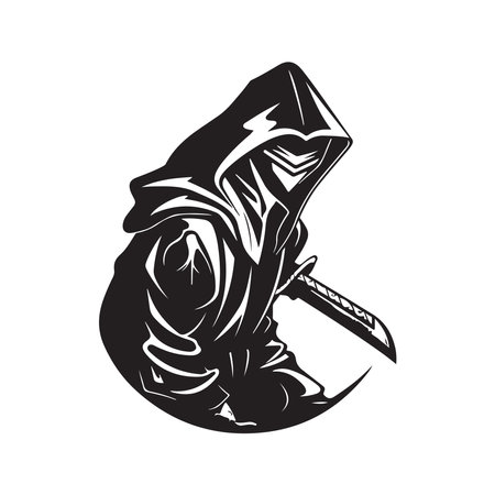 assassin, vector concept digital art, hand drawn illustrationのイラスト素材