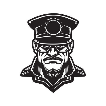 police, vector concept digital art, hand drawn illustrationのイラスト素材