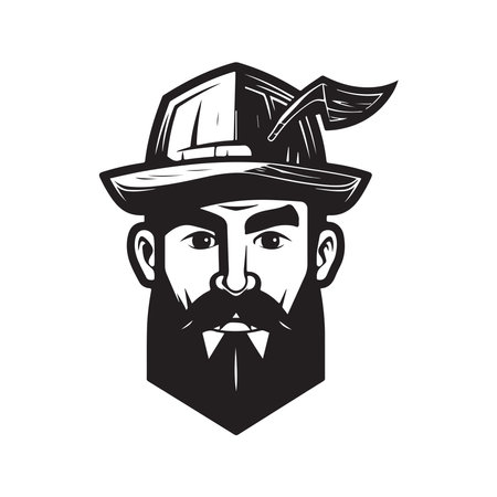 lumberjack, logo concept black and white color, hand drawn illustrationのイラスト素材