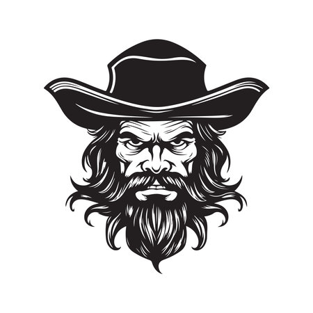 pirate, logo concept black and white color, hand drawn illustrationのイラスト素材