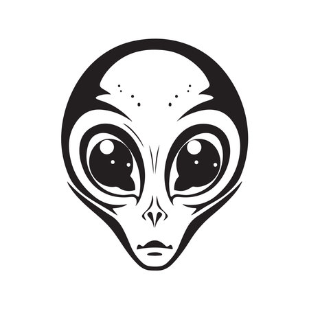 alien, logo concept black and white color, hand drawn illustrationのイラスト素材
