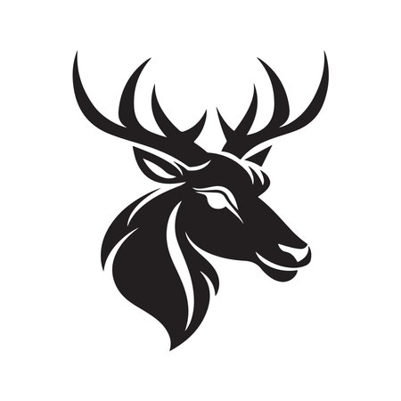 deer, logo concept black and white color, hand drawn illustrationのイラスト素材