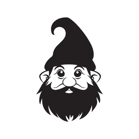 gnomes, logo concept black and white color, hand drawn illustrationのイラスト素材