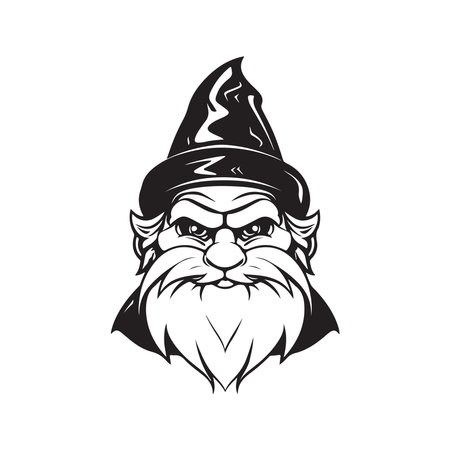 gnomes, logo concept black and white color, hand drawn illustrationのイラスト素材
