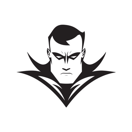 super hero, logo concept black and white color, hand drawn illustrationのイラスト素材