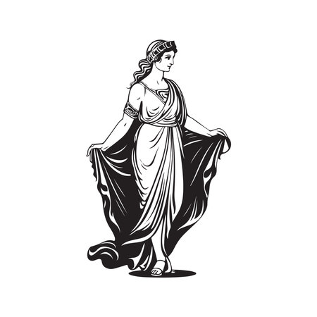ancient greek figure, vintage logo concept black and white color, hand drawn illustrationのイラスト素材