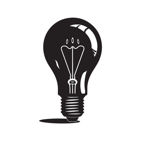 light bulb, vintage logo concept black and white color, hand drawn illustrationのイラスト素材