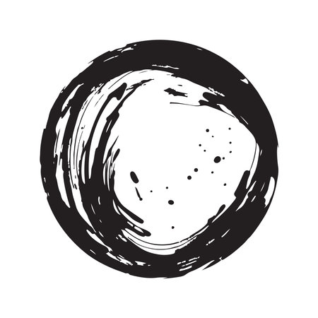 circle, vintage logo concept black and white color, hand drawn illustrationのイラスト素材