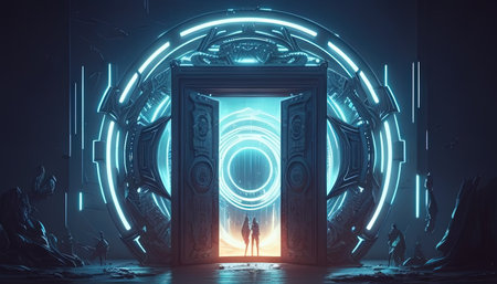 hacking collective portal, digital art illustration, Generative AIの素材