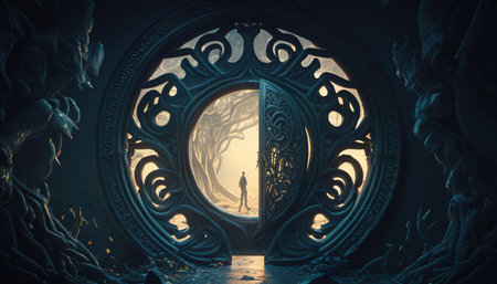 shadowlands portal, digital art illustration, Generative AIの素材