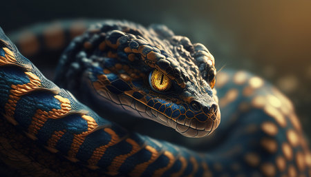snake, digital art illustration, Generative AIの素材