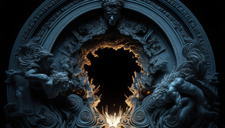 tartarus portal, digital art illustration, Generative AIの素材