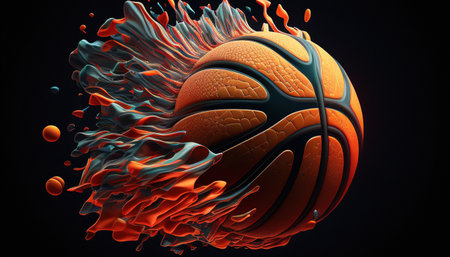 a basketball, digital art illustration, Generative AIの素材