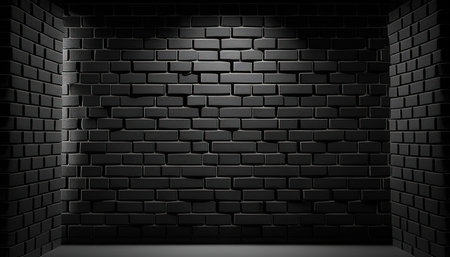 black brick wall with a dark background, digital art illustration, Generative AIの素材