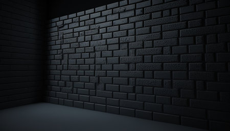 black brick wall with a dark background, digital art illustration, Generative AIの素材