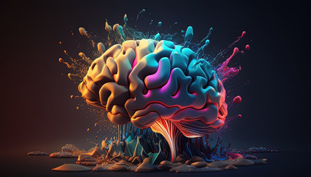 brain activity, digital art illustration, Generative AIの素材