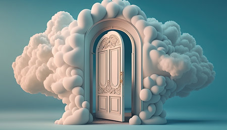 door made of clouds, digital art illustration, Generative AIの素材